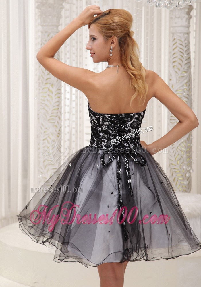 Lace Decorate Up Bodice Black Sequins Homecoming Dresses For 2013