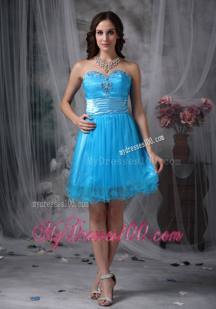 Customize Style Teal Column Homecoming Dresses Sweetheart Beading