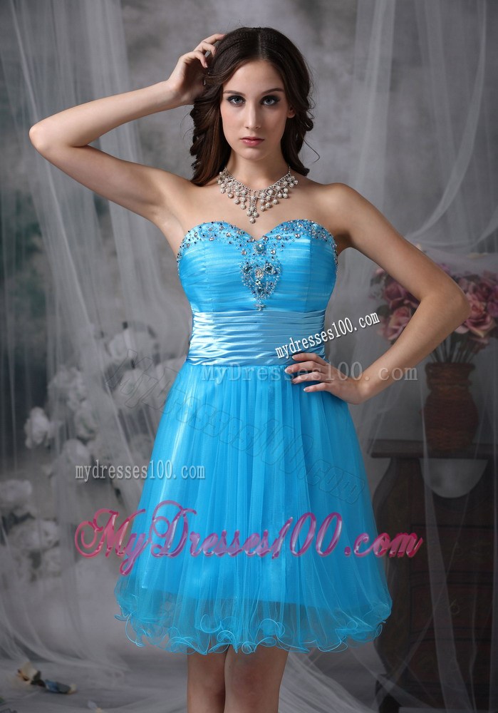 Customize Style Teal Column Homecoming Dresses Sweetheart Beading