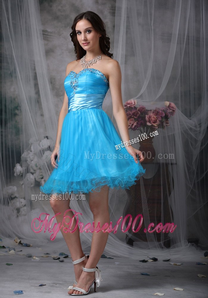 Customize Style Teal Column Homecoming Dresses Sweetheart Beading