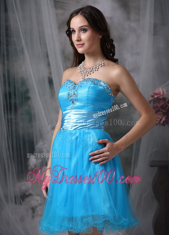 Customize Style Teal Column Homecoming Dresses Sweetheart Beading