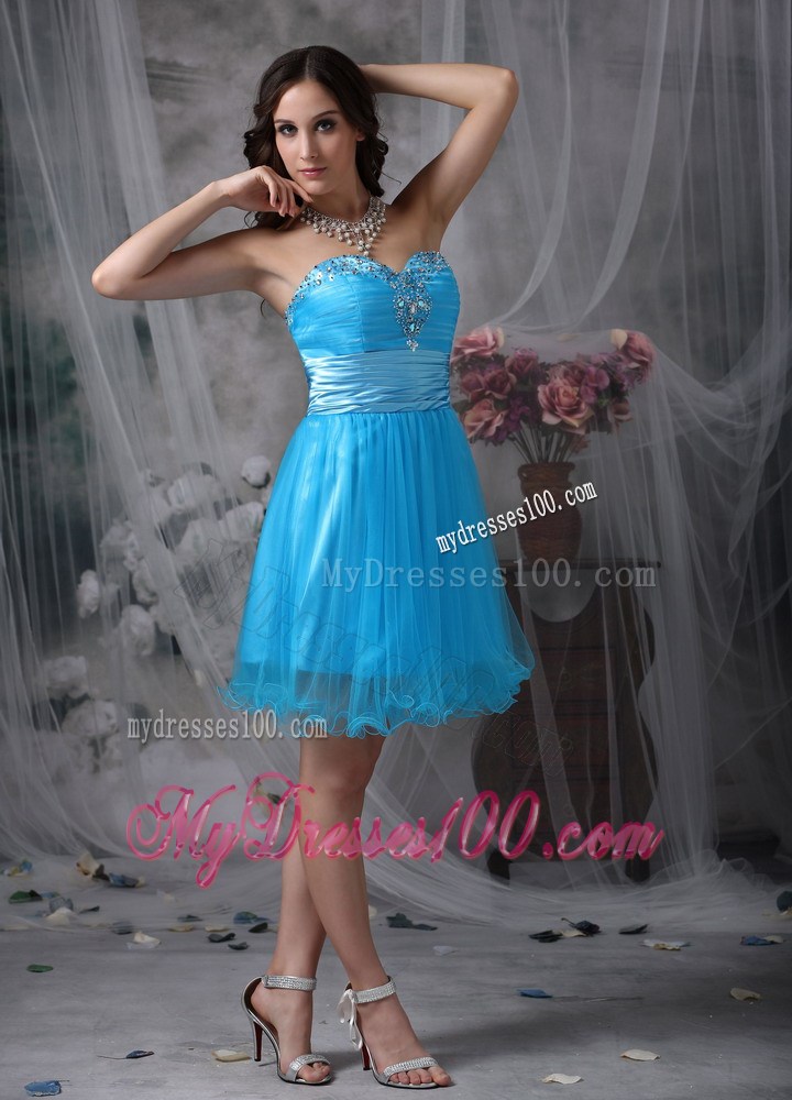 Customize Style Teal Column Homecoming Dresses Sweetheart Beading