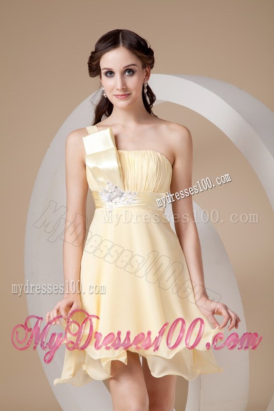 Sweet Light Yellow Homecoming Dresses Strapless Beading 2013