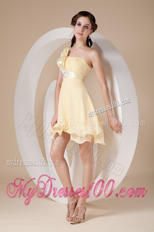 Sweet Light Yellow Homecoming Dresses Strapless Beading 2013