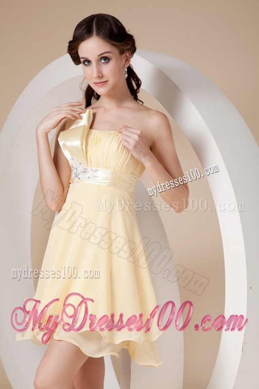 Sweet Light Yellow Homecoming Dresses Strapless Beading 2013