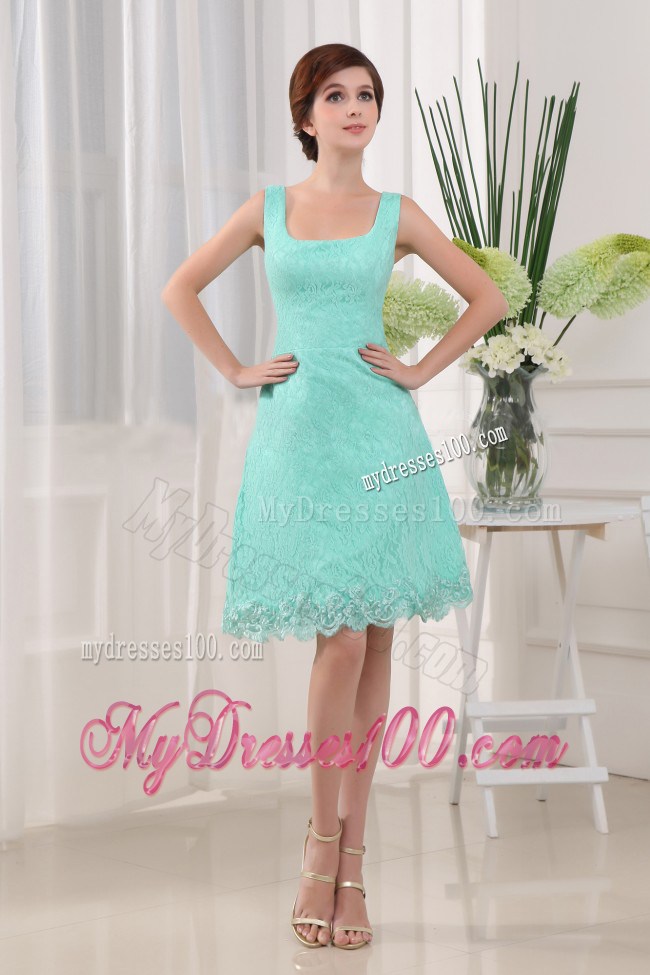 Apple Green Square 2013 Homecoming Dresses Mini-length Lace