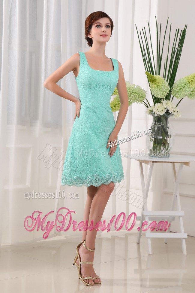 Apple Green Square 2013 Homecoming Dresses Mini-length Lace