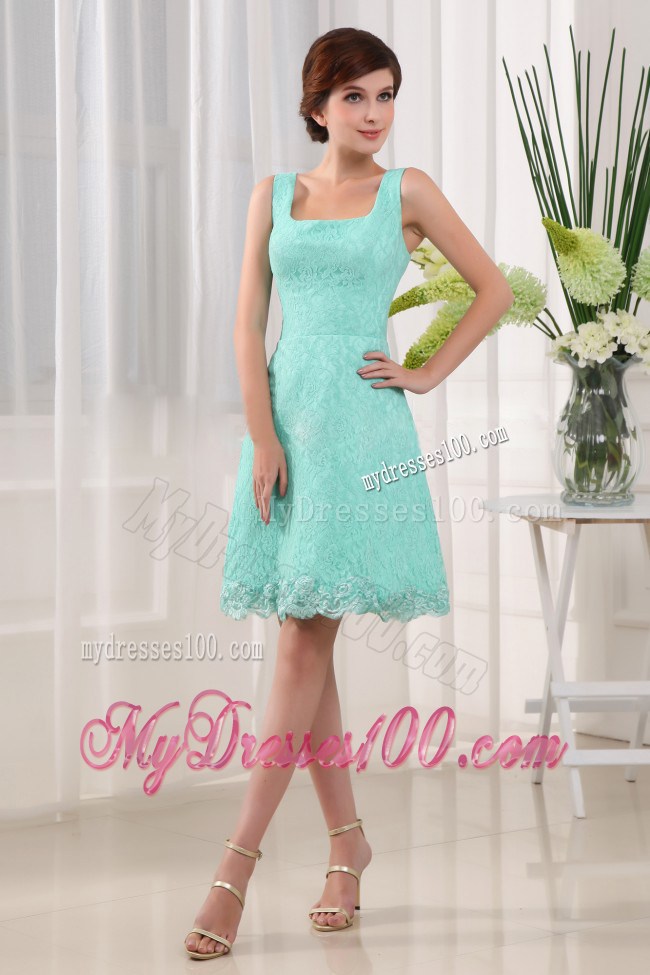 Apple Green Square 2013 Homecoming Dresses Mini-length Lace