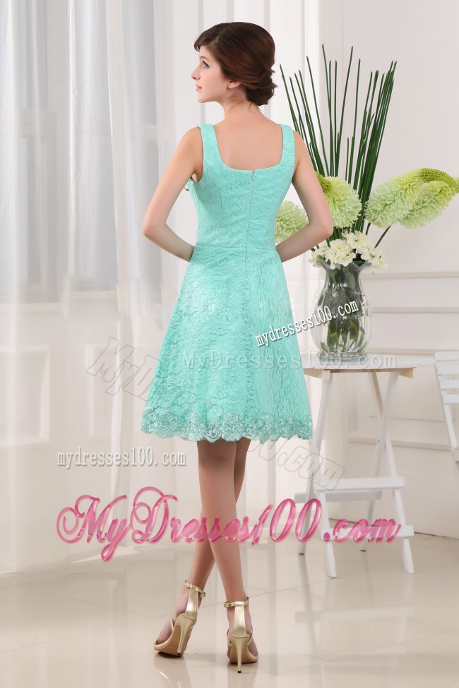 Apple Green Square 2013 Homecoming Dresses Mini-length Lace