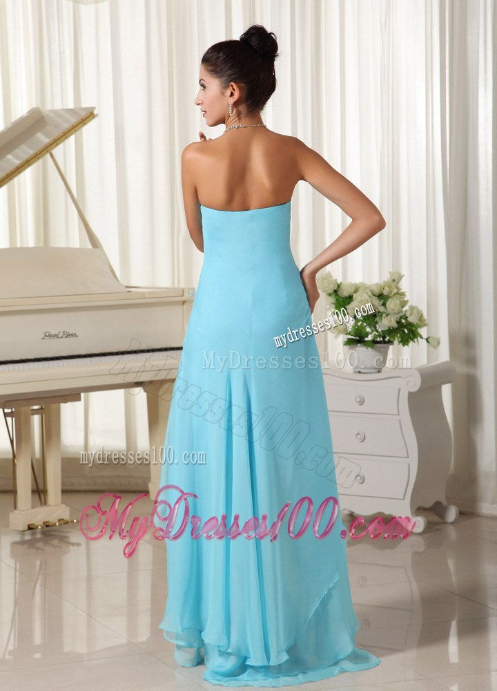 Lovely Natural Waist Baby Blue High-low For 2013 Homecoming Dress