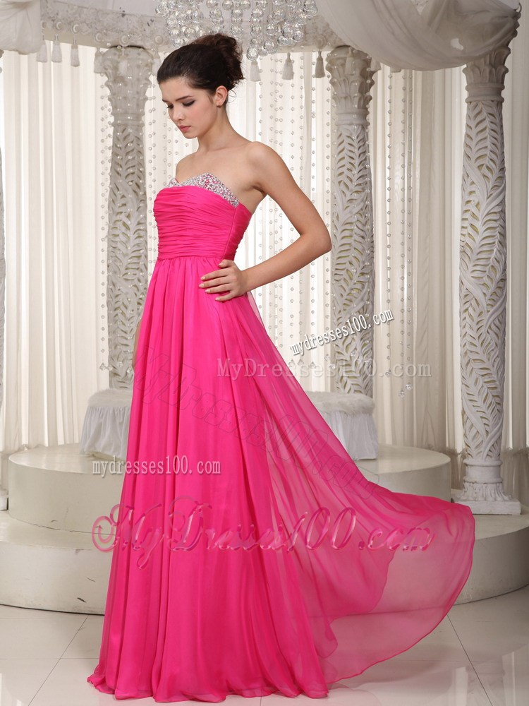 Hot Pink Empire Sweetheart Beading Homecoming Dresses for Girl