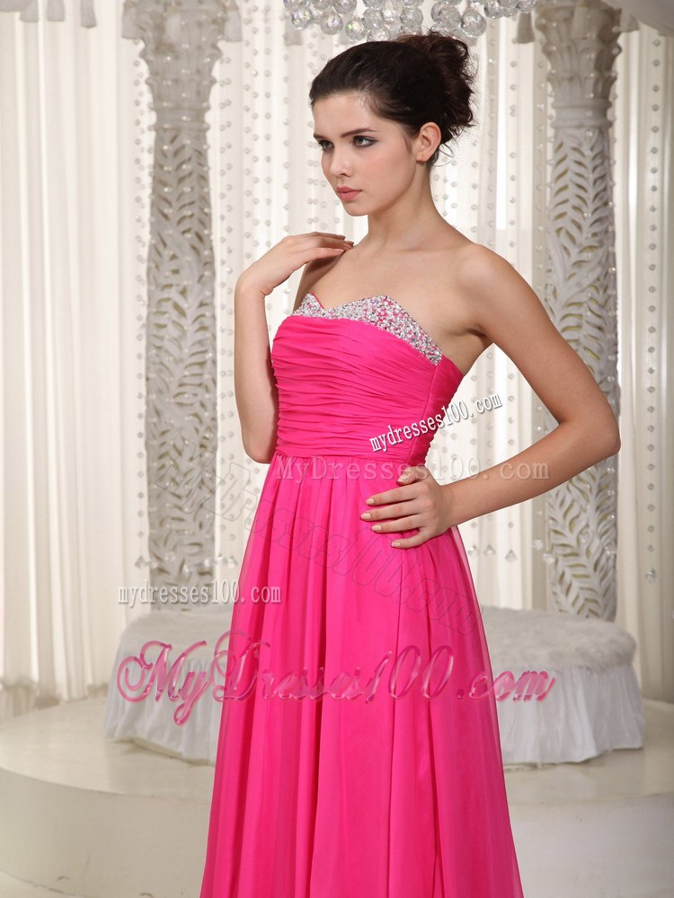 Hot Pink Empire Sweetheart Beading Homecoming Dresses for Girl