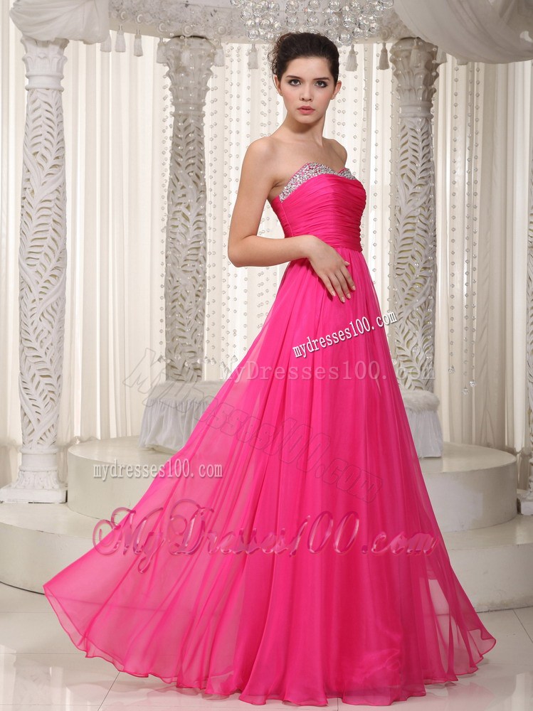 Hot Pink Empire Sweetheart Beading Homecoming Dresses for Girl