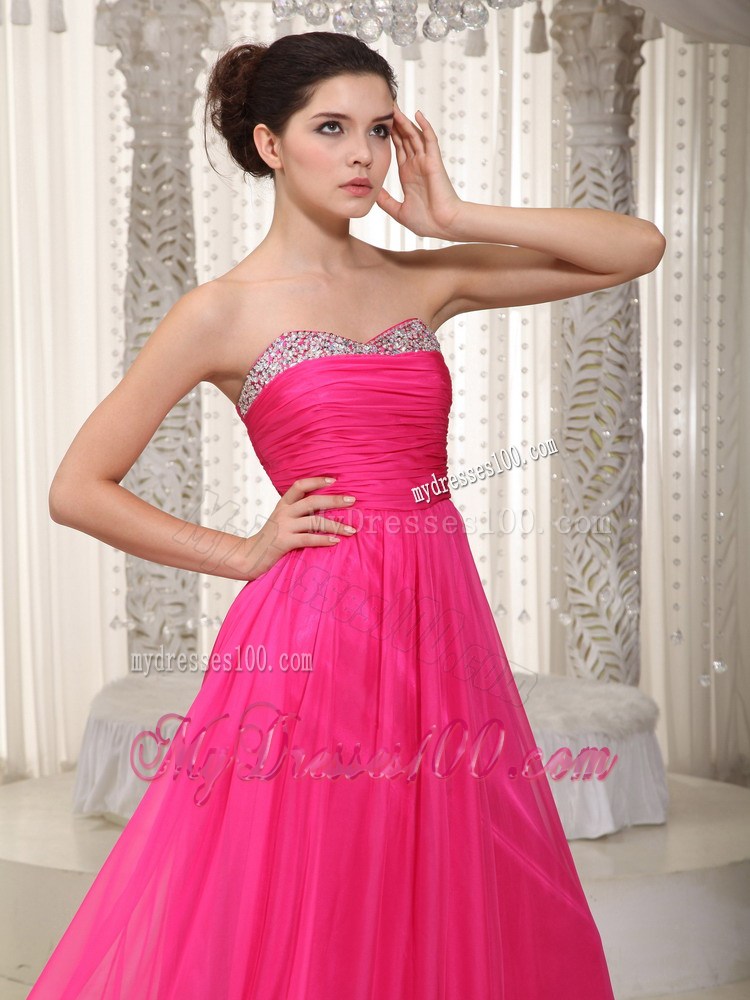 Hot Pink Empire Sweetheart Beading Homecoming Dresses for Girl