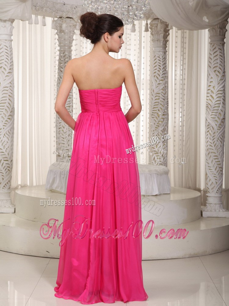 Hot Pink Empire Sweetheart Beading Homecoming Dresses for Girl
