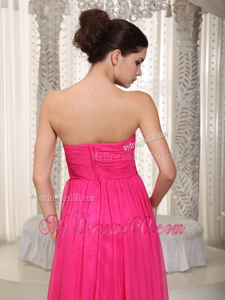 Hot Pink Empire Sweetheart Beading Homecoming Dresses for Girl