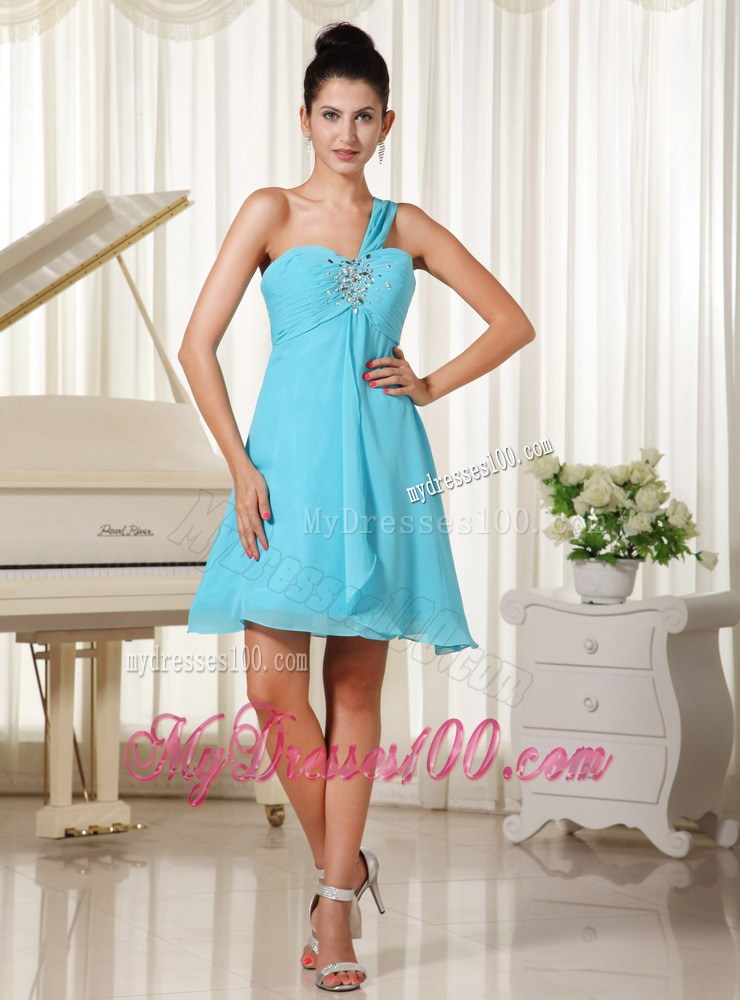 2013 New One Shoulder Beaded Decorate Bust For Homecoming Dress