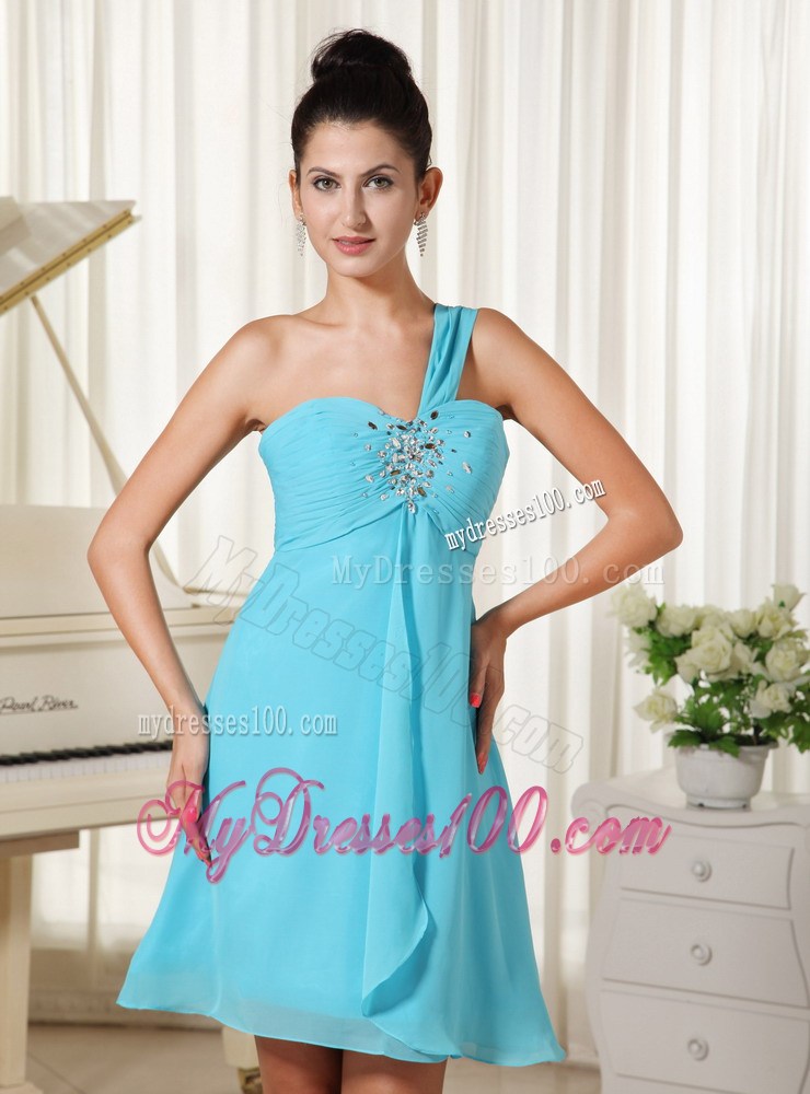 2013 New One Shoulder Beaded Decorate Bust For Homecoming Dress