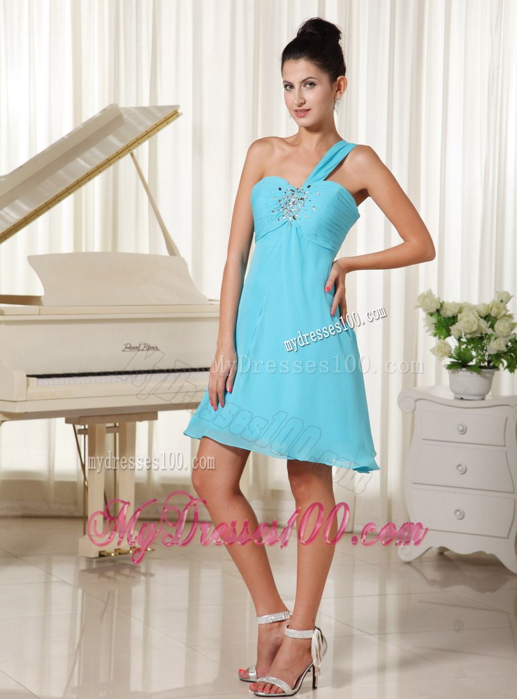 2013 New One Shoulder Beaded Decorate Bust For Homecoming Dress
