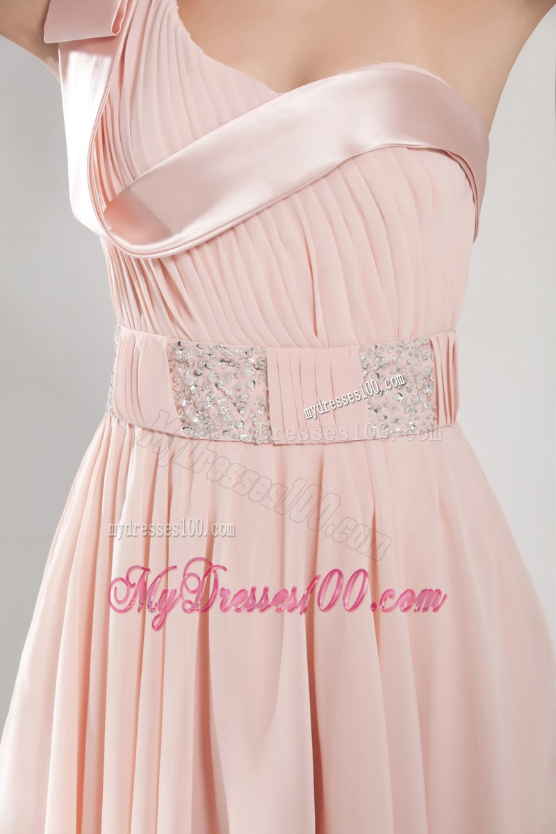2013 Beading One Shoulder Pink Short Homecoming Dresses
