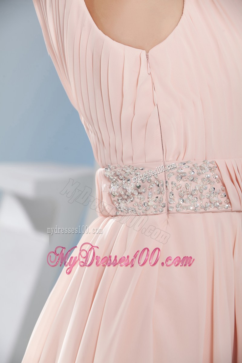 2013 Beading One Shoulder Pink Short Homecoming Dresses