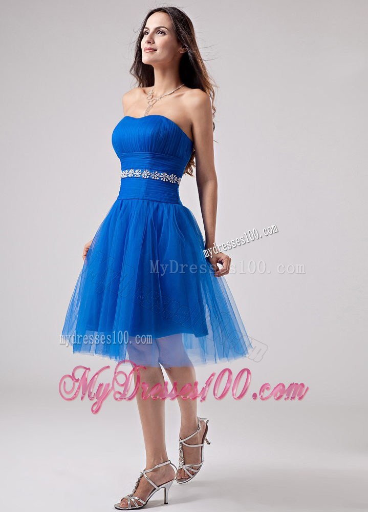 Beading Strapless Knee-length Ruching Homecoming Dresses