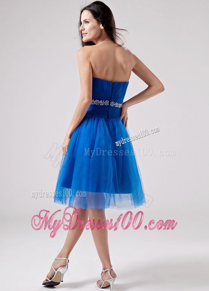 Beading Strapless Knee-length Ruching Homecoming Dresses