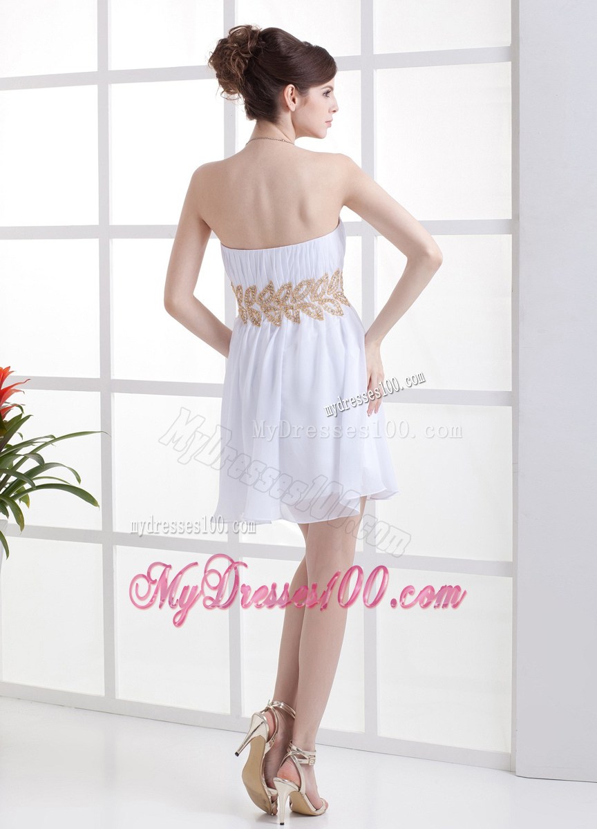 Beading and Ruching Decorate White 2013 Homecoming Dresses