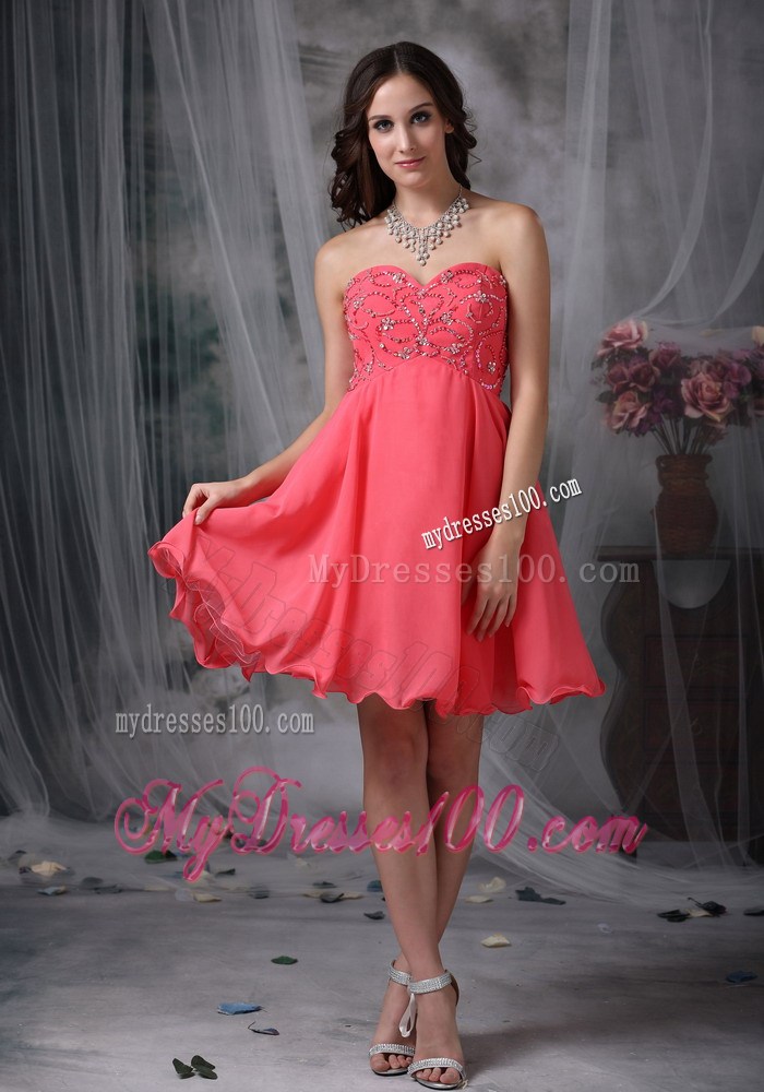Fashion Homecoming Dresses Coral Red Sweetheart Beading