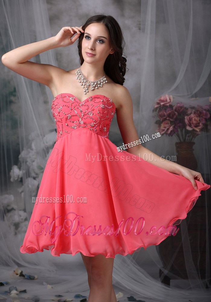 Fashion Homecoming Dresses Coral Red Sweetheart Beading