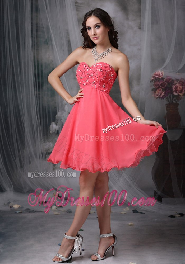 Fashion Homecoming Dresses Coral Red Sweetheart Beading