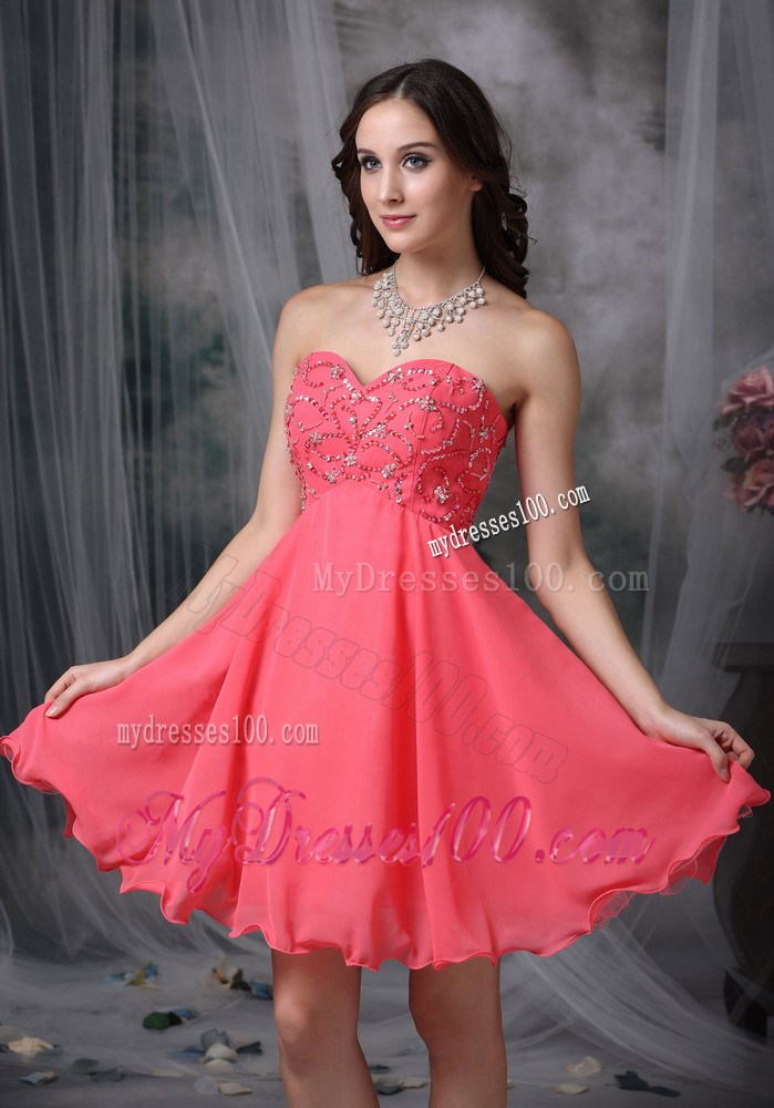 Fashion Homecoming Dresses Coral Red Sweetheart Beading