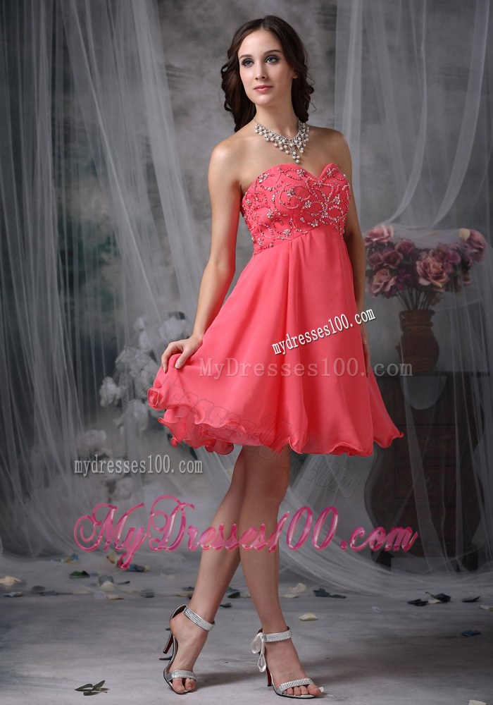 Fashion Homecoming Dresses Coral Red Sweetheart Beading