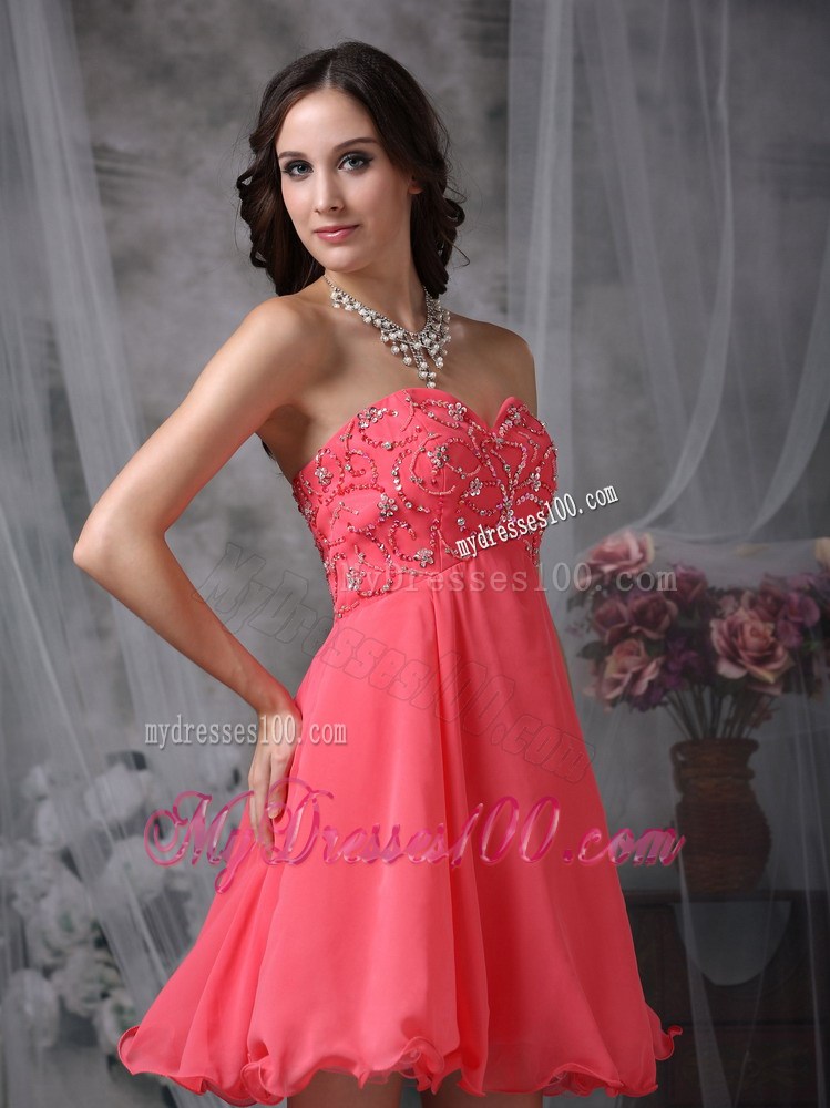 Fashion Homecoming Dresses Coral Red Sweetheart Beading