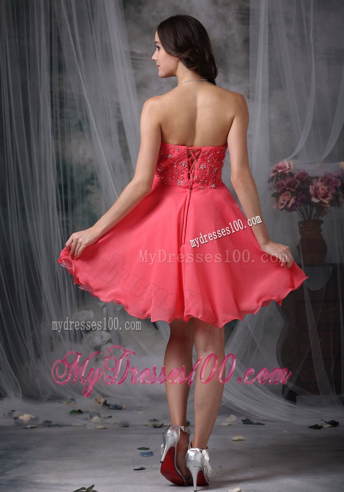 Fashion Homecoming Dresses Coral Red Sweetheart Beading
