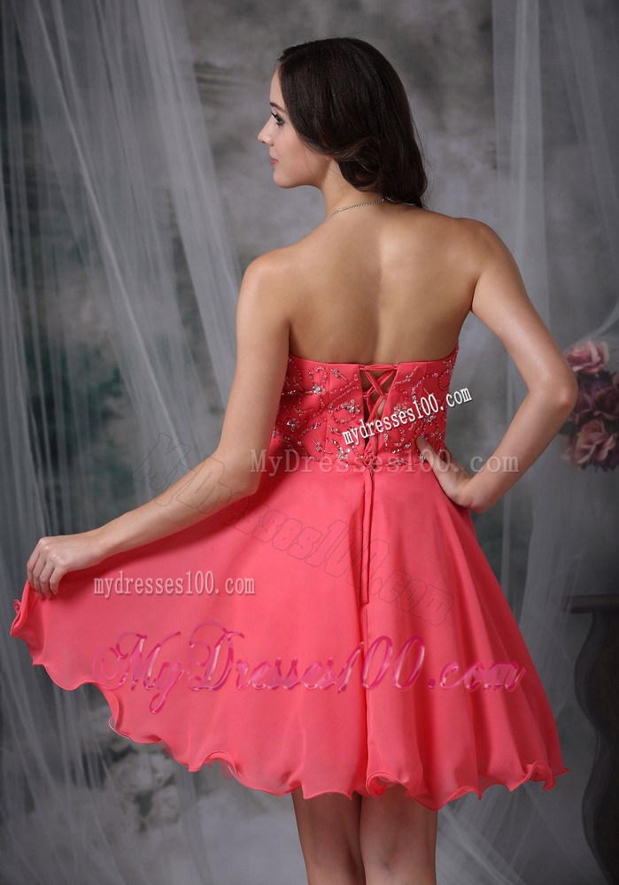 Fashion Homecoming Dresses Coral Red Sweetheart Beading