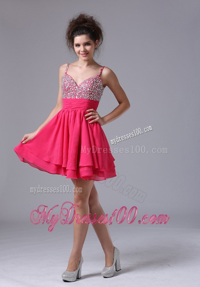 Beading Straps Beaded Decorate Shoulder Short Homecoming Dresses