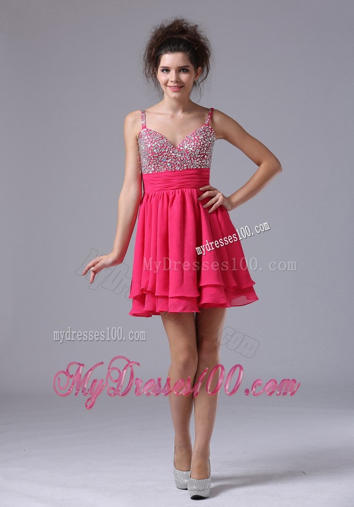 Beading Straps Beaded Decorate Shoulder Short Homecoming Dresses
