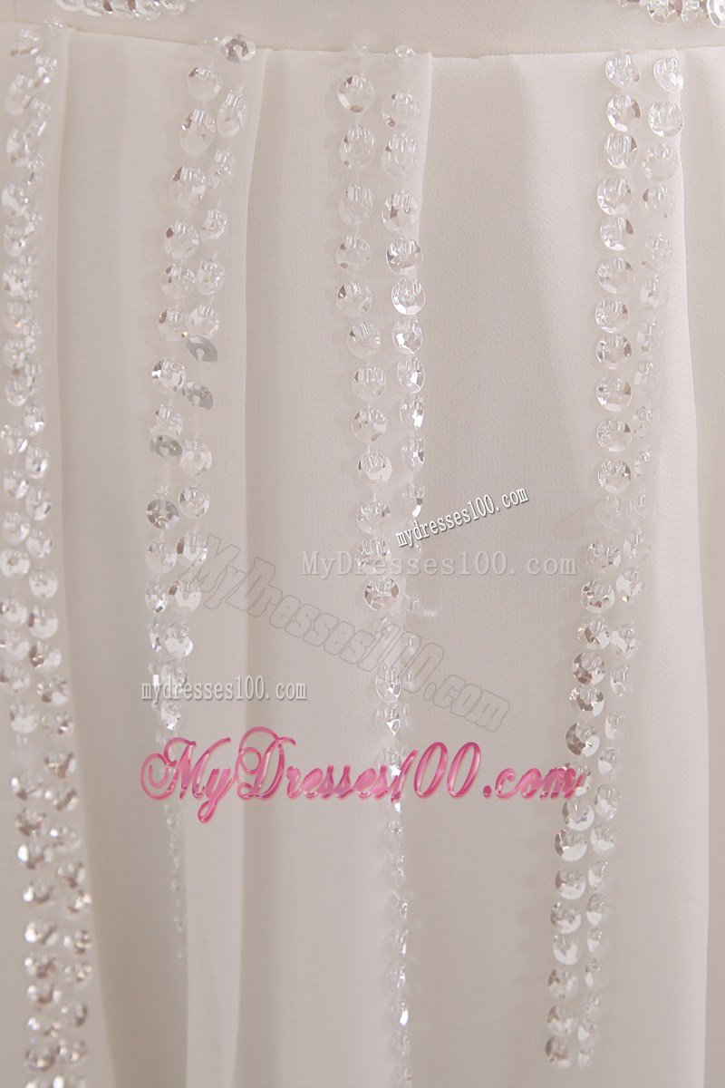 2013 White Straps Sequins Homecoming Dresses Mini-length Chiffon