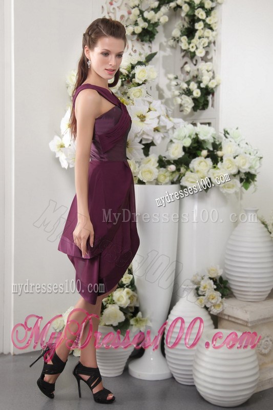 Dark Purple Column Asymmetrical Short Homecoming Dresses for 2013
