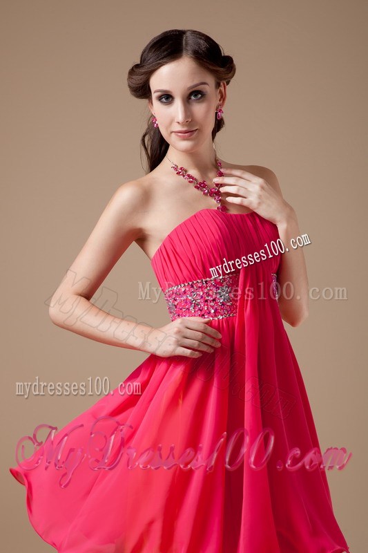 Luxurious Red Empire Strapless Short Homecoming Dresses Beading