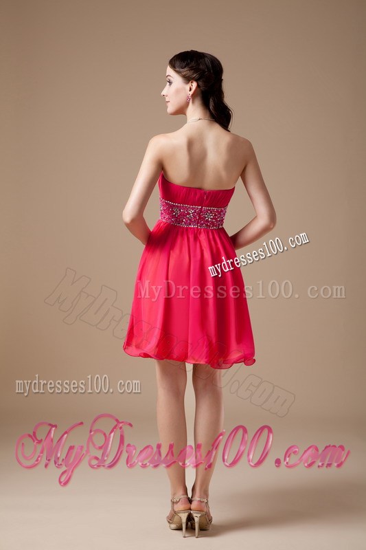 Luxurious Red Empire Strapless Short Homecoming Dresses Beading
