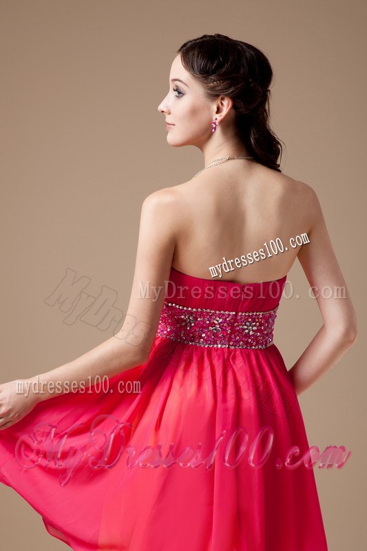 Luxurious Red Empire Strapless Short Homecoming Dresses Beading