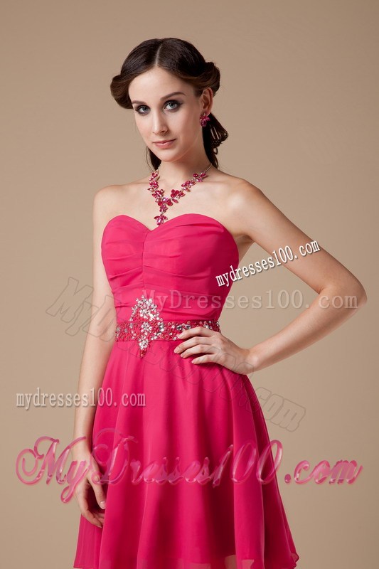 Formal Hot Pink Empire Sweetheart Homecoming Dresses with Beading