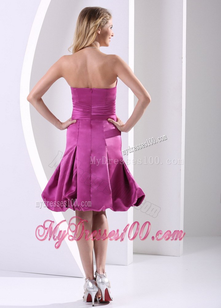 Fuchsia Strapless Homecoming Dresses With Ruche and Hand Flowers