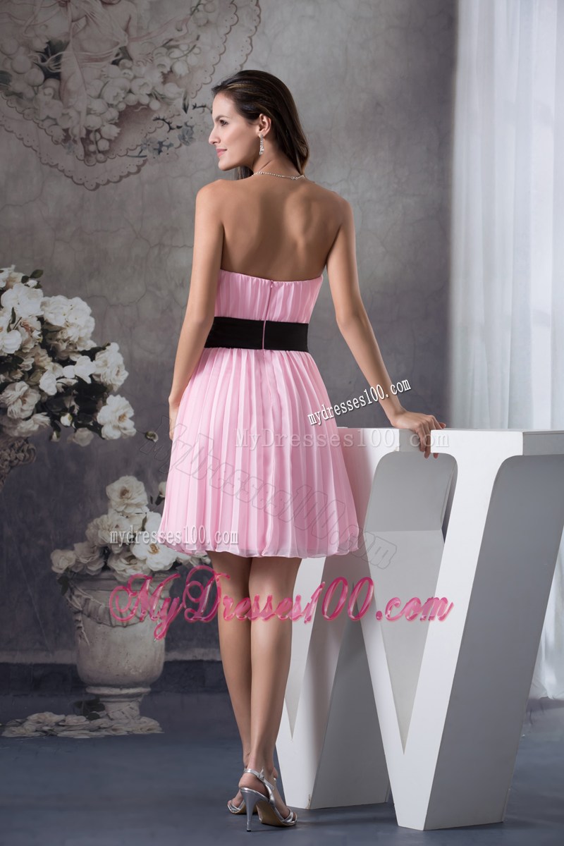 Hand Made Flowers Short Pink Homecoming Dresses with Strapless