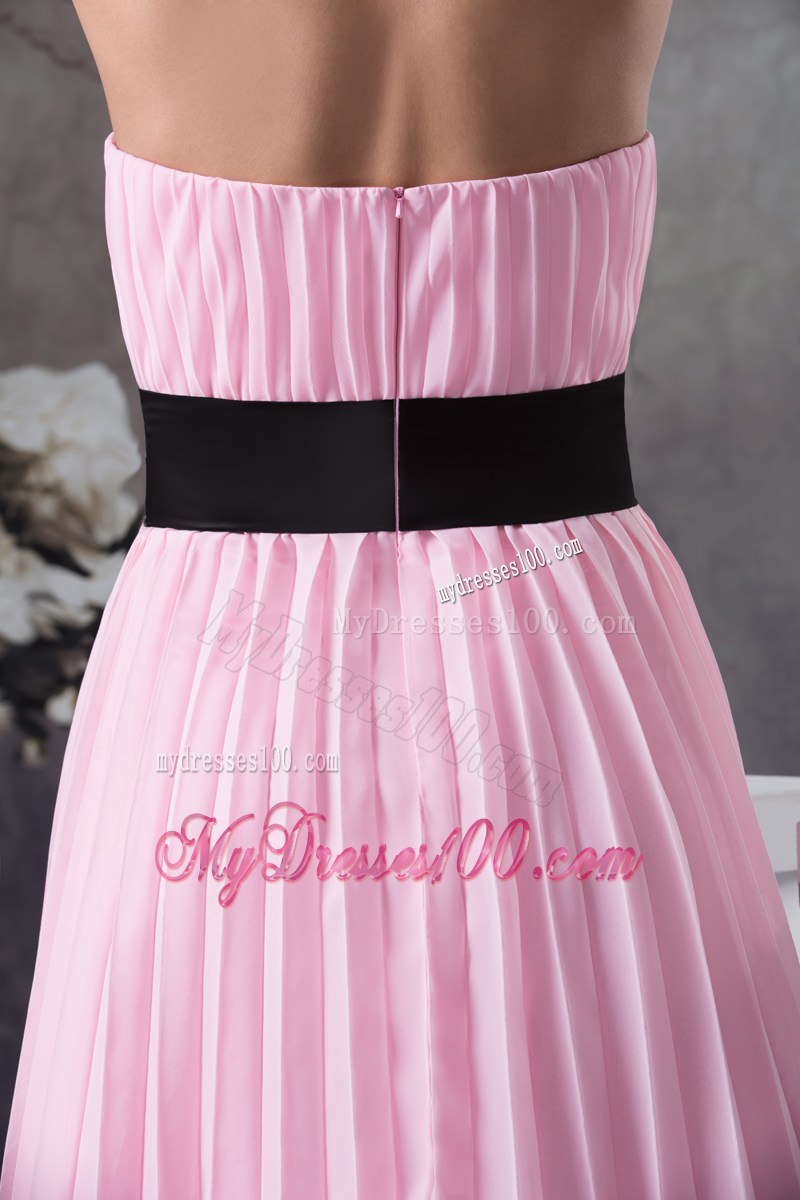 Hand Made Flowers Short Pink Homecoming Dresses with Strapless