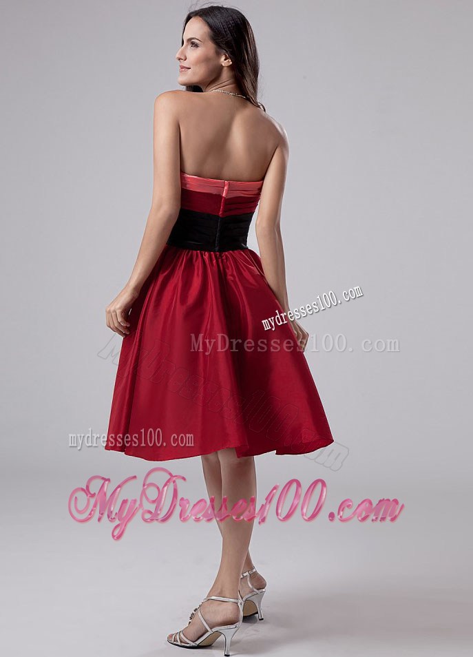 Hand Made Flowers Strapless Wine Red Homecoming Dresses