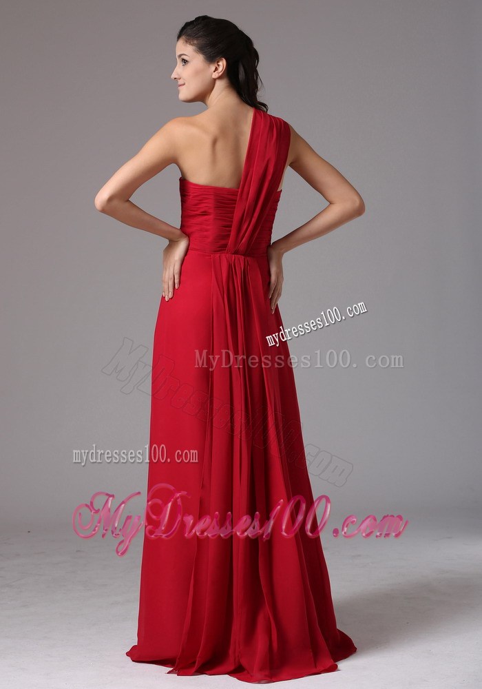 Red One Shoulder Beading and Ruche 2013 Homecoming Dresses