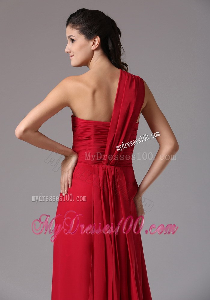 Red One Shoulder Beading and Ruche 2013 Homecoming Dresses